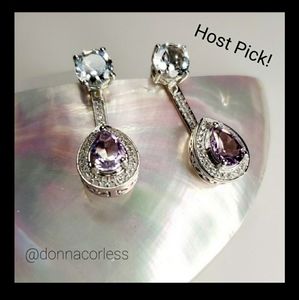 Rose de France Amethyst White Topaz Earrings NWT
